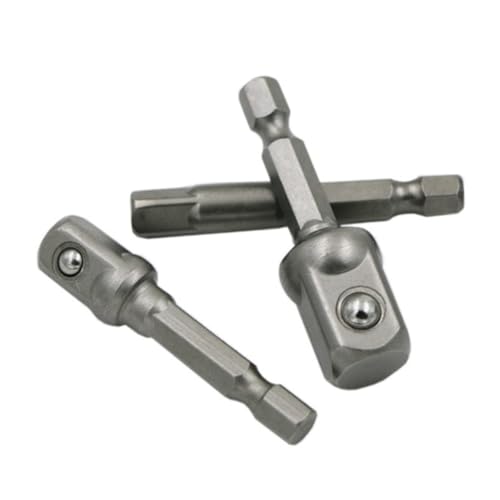 SEWACC 3 STÜCKE Teiliges Stecknuss Adapter Set Square Impact Socket Verlängerung Edelstahl Vanadium Schnellwechsel Kugelrastung Kompatibel mit Akku Bohrern und Schlagschraubern von SEWACC
