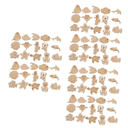 SEWACC 3 Sätze Holzscheiben Meerestiere Holzfiguren Basteln Diy Holzstreudeko Unbehandelte Holzplatten Für Malen Dekoration Geschenkanhänger Und Kreative Holzarbeiten 200 Stück * 3 von SEWACC
