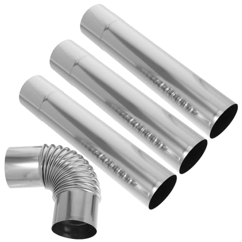 SEWACC 3 Stck. Auspuff Stecker Schlauch Rohrbogen 90°- entlüften Schornsteinabzugsrohr edelstahlrohr edelstahrohr Winkelverbinder gerades Schornsteinrohr Rostfreier Stahl Silver von SEWACC