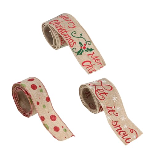 SEWACC 3 Stück Christbaumschmuck ribbon bandfeile weihnachtssdeko weihnachts band hochzeitsdekoration Stoff goldenes weihnachtsband Weihnachten Geschenkverpackungsband Leinenband Leinen- SEWACC 3 Stück Christbaumschmuck ribbon bandfeile weihnachtssdeko weihnachts band hochzeitsdekoration Stoff goldenes weihnachtsband Weihnachten Geschenkverpackungsband Leinenband Leinen- von SEWACC