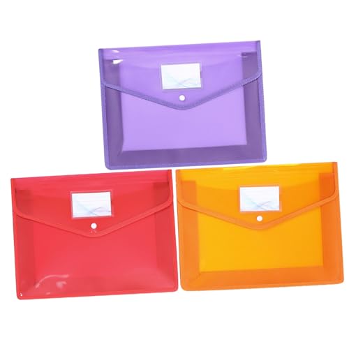 SEWACC 3 Stück Großes von Transparenten Dokumentenmappen Wasserdichte Aufbewahrungstaschen mit Druckknopf für Büro und Reise Langlebig und Robust Orange und Rot von SEWACC