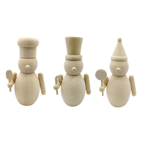SEWACC 3 Stück Holz-Figuren zum Bemalen Glatte Oberfläche Naturbelassenes Holz DIY Weihnachtsdeko Handliche Holzfiguren für Kreative Bastelprojekte und Festliche Gestaltung von SEWACC