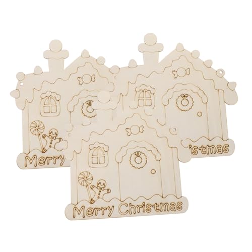 SEWACC 3 Stück Holzanhänger Weihnachtsdeko Hausform zum Bemalen Naturbelassene DIY Holzornamente mit Aufhängeband Handliche Holzanhänger für Kreative Bastelprojekte und Festliche SEWACC 3 Stück Holzanhänger Weihnachtsdeko Hausform zum Bemalen Naturbelassene DIY Holzornamente mit Aufhängeband Handliche Holzanhänger für Kreative Bastelprojekte und Festliche von SEWACC