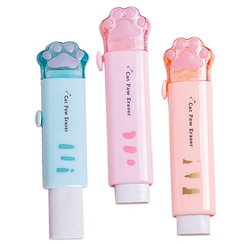 SEWACC 3 Stück Kawaii Katzenpfote Radiergummi Einziehbare Radierer Bunten Farben Praktische Schulmaterialien für Sicher und Langlebig für Kreatives Lernen SEWACC 3 Stück Kawaii Katzenpfote Radiergummi Einziehbare Radierer Bunten Farben Praktische Schulmaterialien für Sicher und Langlebig für Kreatives Lernen von SEWACC