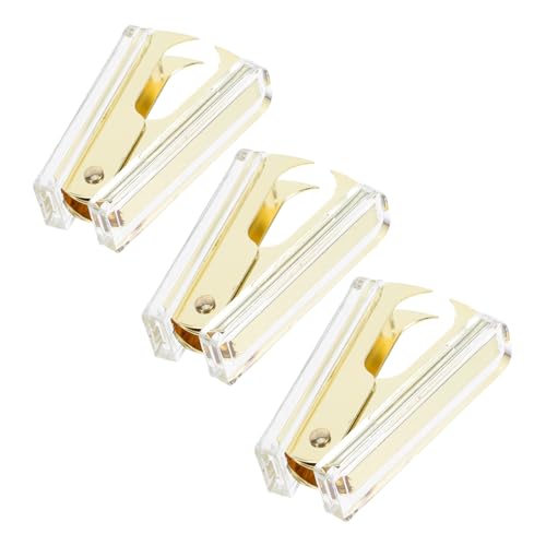 SEWACC 3 Stück Klammer Schreibtischhefter Tragbarer Taschenhefter Zangenhefter Studentischer Hefter Nagelentferner Hefterentferner Fürs Büro Kleiner Hefter Metallhefter Golden Acryl von SEWACC