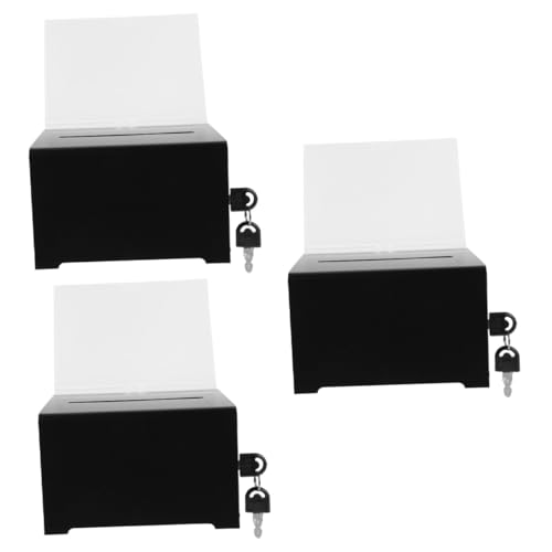 SEWACC 3 Stück Spendenbox mit Schloss aus Acryl Multifunktionale Abstimmungsbox Vorschlagsbox und Spendenbox für Fundraising Schule und Orte von SEWACC