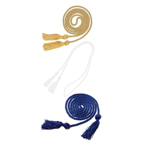 SEWACC 3 Stück Teiliges Abschluss ehrenseil mit Quasten Dekorative Graduation Tassel Cords in Weiß Marineblau und Gold Stilvolle Abitur Dekoration und Fotorequisiten für Abschlussfeier von SEWACC