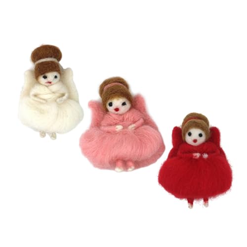 SEWACC 3 Stück Teiliges Handgemachte Wollfilz Puppen Schlüsselanhänger Süße Engel Mädchen Figur Anhänger Vielseitig als Dekoration oder Schlüsselanhänger Einsetzbar für Taschen von SEWACC