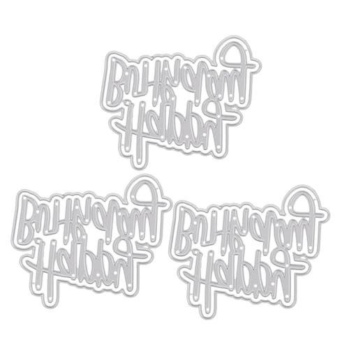 SEWACC 3 Stück Teiliges Happy Birthday Stanzformen aus Robustem Carbonstahl Präzise Schneidvorlagen für Papierbasteln DIY Scrapbooking Metall-schneidewerkzeuge für Detaillierte Prägung von SEWACC