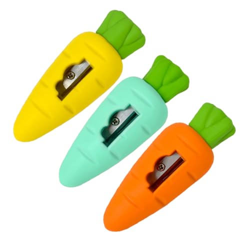 SEWACC 3 Stück Teiliges Karotten mit Radiergummi und Handspitzer Kreatives Karottendesign Vielseitig für Schule Büro Partygeschenke Praktische Schreibwaren für Schüler und Lehrer von SEWACC