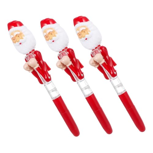 SEWACC 3 Stück Teiliges LED Weihnachtskugelschreiber mit Santa Punching Fidget Toy Kreativer Tragbarer Boxing Glove Kugelschreiber für Schüler Weihnachtsfeier Gastgeschenke und Party von SEWACC