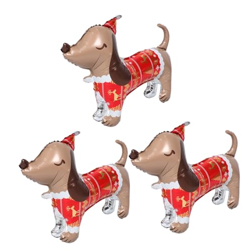 SEWACC 3 Stück Teiliges Sausage Dog Folienballons aus Aluminiumfolie Langlebig und Versiegelt für Weihnachts Hundeparty-dekorationen Tierisches Design für Festliche Kindergeburtstage und von SEWACC