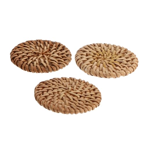 SEWACC 3 Stück Teiliges Schmuckzubehör Rattan Anhänger Rund DIY Schmuckherstellung Langlebig Modisch für Halsketten Armbänder Ohrringe von SEWACC
