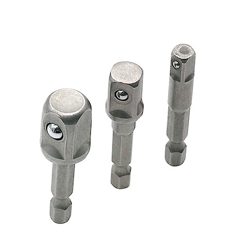 SEWACC 3 Stück Teiliges Set Sechskant zu Stecknuss Adapter Verlängerung Langlebiger Stahl Bohrmaschinen Zubehör für Schraubenschlüssel von SEWACC