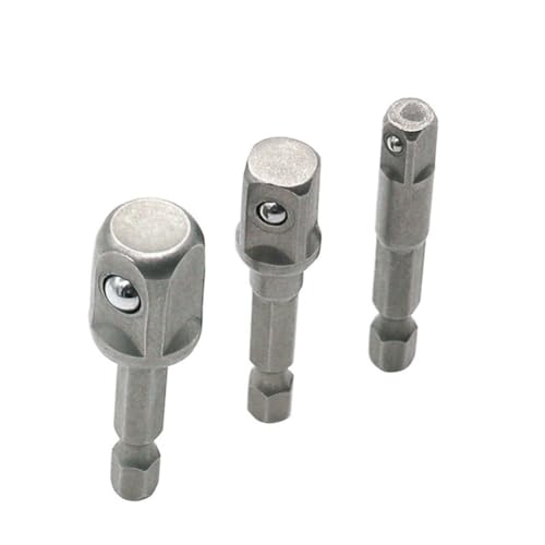 SEWACC 3 Stück Teiliges Stecknuss Adapter Set Vierkantantrieb Sechskantschaft Bohrmaschinenverlängerung für Elektroschlüssel Robuste Stahlverlängerungsschlüssel von SEWACC