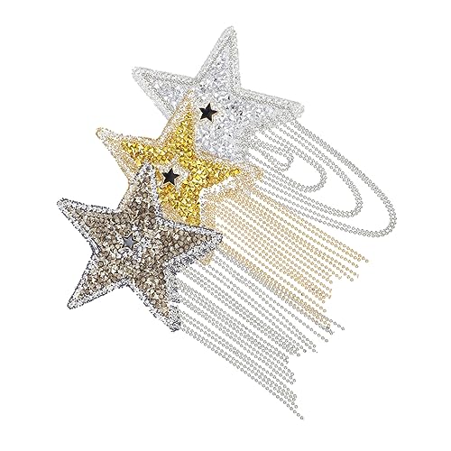 SEWACC 3 Stück Teiliges Wasserfeste Stern strass Bügelaufnäher mit Quasten Dekorative Kleine Eisen Patches zum Aufbügeln für Mützen Kleidung Taschen DIY von SEWACC