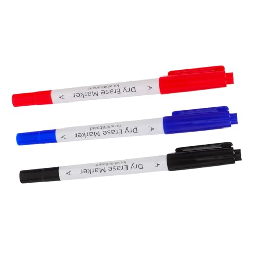 SEWACC 3 Stück Teiliges Whiteboard Marker mit Doppelseitiger Spitze Abwischbar und Flüssig Kreidemarker für Büro Schule und Zuhause Schwarz Rot und Blau von SEWACC
