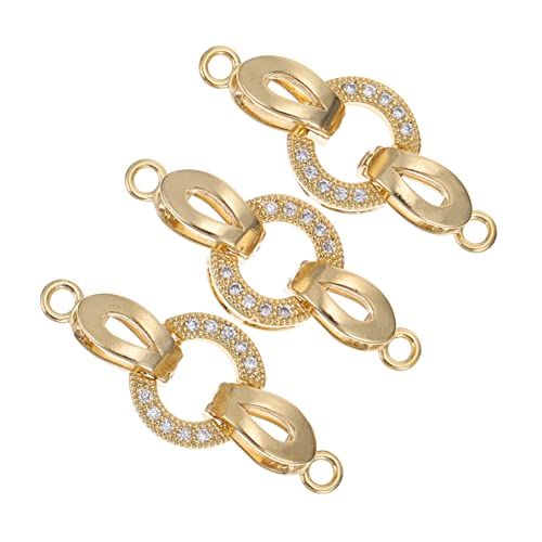 SEWACC Golden 3st Verbindungsschnalle Gold Antiker Charme-verbindungsstück Halskette Distanzverschluss Schmuckzubehör Ohrring-anhänger Anhänger Perlen Verbinder Tibet Kupfer Armband 18k von SEWACC