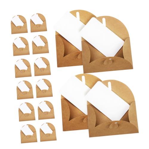 SEWACC 30 Sätze Mini Kraftpapier Umschläge mit Herzverschluss und Blanko Karten Vintage Stil Kleine Briefumschläge für Geburtstagskarten Einladungen Hochzeit Kreative DIY Notizen von SEWACC