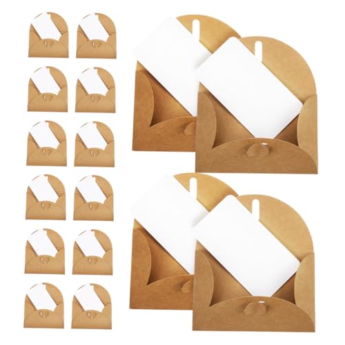 SEWACC 30 Sätze Mini Kraftpapierumschläge mit Herzklammer Vintage Mini Briefumschläge mit Weißen Blankokarten Romantische Umschläge für Hochzeit Geburtstag Party DIY Einladung von SEWACC