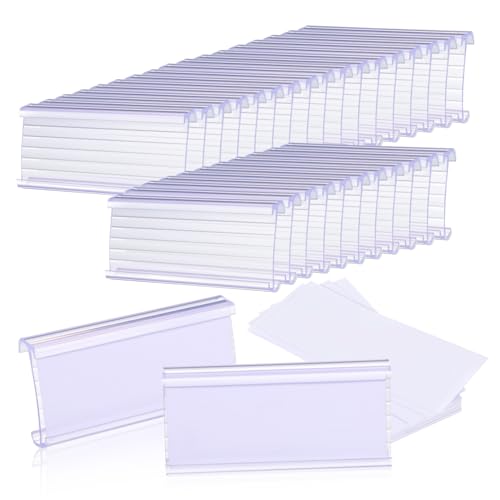 SEWACC 30 Sätze Regal Etiketten für Drahtgestelle Zubehör für Gitterroste Etikettenhalter Set Etikettensystem Supermarkt Organisationsetikett der Lagereinheit Drahtgestell-Etikett PVC von SEWACC