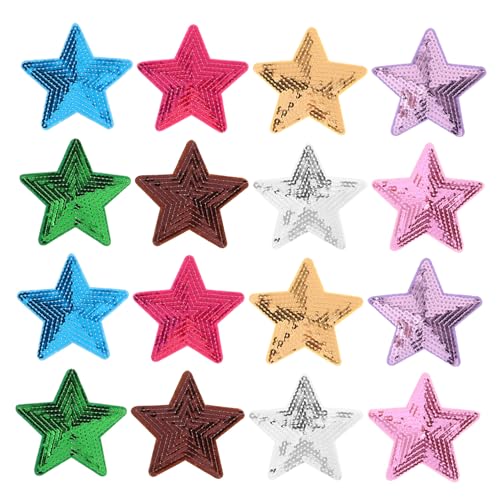 SEWACC 30 Stück Bügelbilder Stern Pailletten Aufnäher Glitzer Applikationen zum Aufbügeln Vielseitige Stickerei Patches für Kleidung Hüte DIY Mode Reparatur Einfach Anzubringen von SEWACC