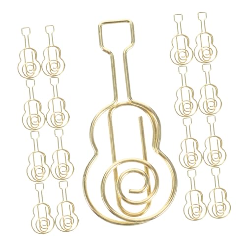 SEWACC 30 Stück Guitar Shape Paper Clips Einzigartige Metall Lesezeichen für Musikliebhaber Praktische Büroklammern Gold für Dokumente und Notizen Vielseitig Einsetzbar für Zuhause und von SEWACC