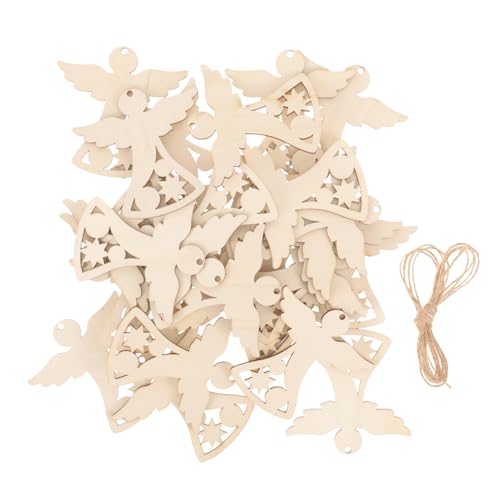 SEWACC 30 Stück Holzengel Bastelbedarf Unbehandelte Holzscheiben für Diy Weihnachtsdekoration zum Bemalen und Gestalten von Weihnachtsfiguren Langlebig und Sicher der Anwendung von SEWACC