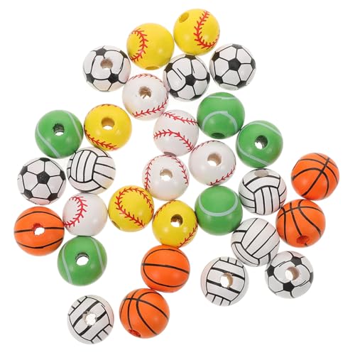 SEWACC 30 Stück Teiliges Holzperlen mit Aufdruck Runde Holzkugeln zum Basteln DIY Spacer Beads für Schmuckherstellung Fußball Basketball Volleyball Tennis und Baseball Vielseitig SEWACC 30 Stück Teiliges Holzperlen mit Aufdruck Runde Holzkugeln zum Basteln DIY Spacer Beads für Schmuckherstellung Fußball Basketball Volleyball Tennis und Baseball Vielseitig von SEWACC