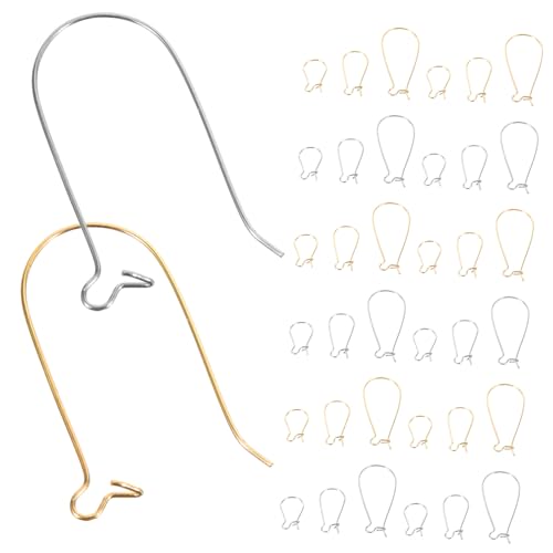 SEWACC 300 Stück Ohrringhaken Metall Schmuckherstellung DIY Zubehör in Silber und Gold Praktische Ohrhaken für Ohrringe Selber Machen und Ohrstecker Verschluss von SEWACC