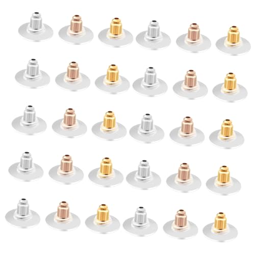 SEWACC 300 Stück Teiliges Ohrringstopper in Silber Gold und Roségold Praktische Ohrstecker Verschlüsse Leichte und Kompakte Ohrläppchen Stabilisatoren für DIY Schmuckzubehör von SEWACC