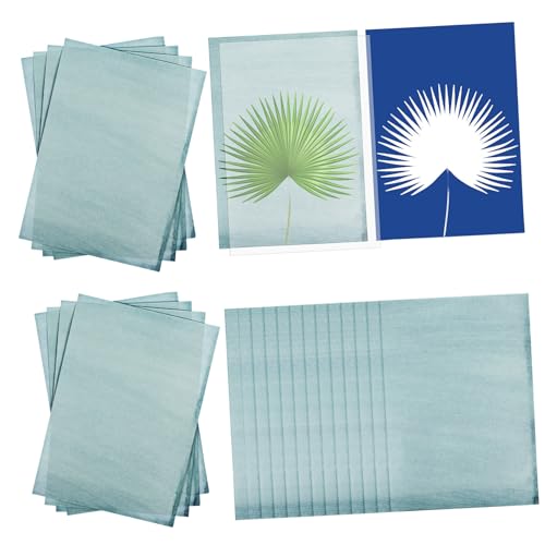 SEWACC 32 Blatt Teiliges Sonnendruckpapier mit Panel Cyanotypie Kit Natürlicher Faser und PVC Lichtaktiviertes Fotopapier für Diy Kunstwerke Einfaches Belichten und Ausspülen Langlebige von SEWACC