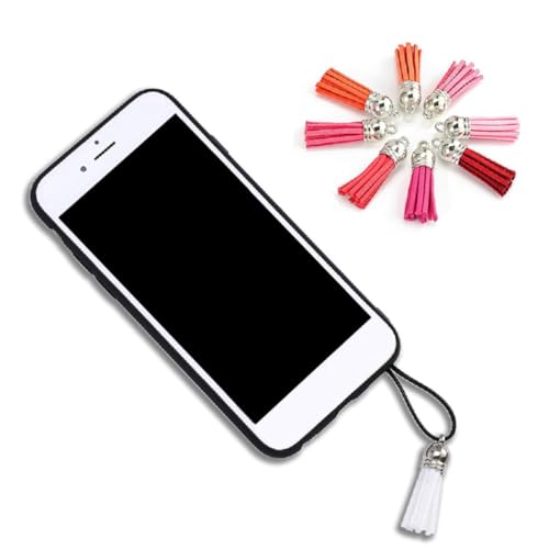 SEWACC 35 Stück Teiliges Bunte Wildleder Quasten mit Silbernen Kappen Lederanhänger für Handy accessoires DIY Schmuck Armband und Bastelarbeiten Farbenfrohe Zufällige Zufällige Farbe von SEWACC