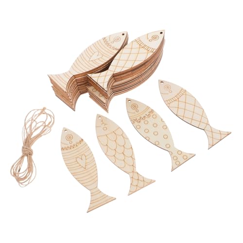 SEWACC 36 Stück Diy Fischförmige Holzschneider Leere Aufhängedekorationen für Hochzeiten Geburtstagsfeiern Shower und Sommerfeste von SEWACC