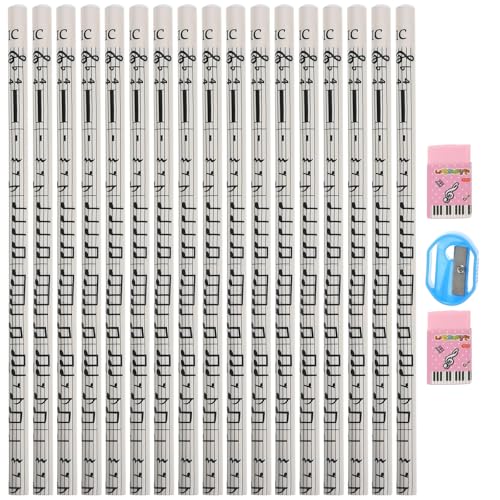 SEWACC 36 Stück Musikstifte, 6,69 Zoll Runde Holzstifte mit Musiknoten, mit Radiergummi Und in Zufälliger Farbe, zum Zeichnen, Schreiben, Schul- Und Bürobedarf, Weiß SEWACC 36 Stück Musikstifte, 6,69 Zoll Runde Holzstifte mit Musiknoten, mit Radiergummi Und in Zufälliger Farbe, zum Zeichnen, Schreiben, Schul- Und Bürobedarf, Weiß von SEWACC