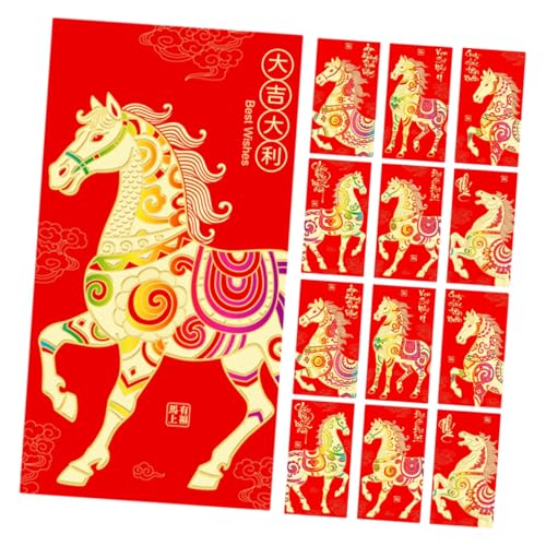 SEWACC 36 Stück Teiliges Chinesische Rote Umschläge mit Pferdemotiv Traditionelle Hong Bao für Frühlingsfest Hochzeit Geburtstag und Festlichkeiten Hochwertiges Papier Festliches von SEWACC