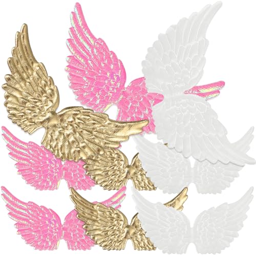 SEWACC 36 Stück Teiliges Engel Flügel Zubehör für Diy Kostüme Rucksäcke und Bastelarbeiten Gold Weiß Dekorative Flügel Aufnäher für Kreative Projekte von SEWACC