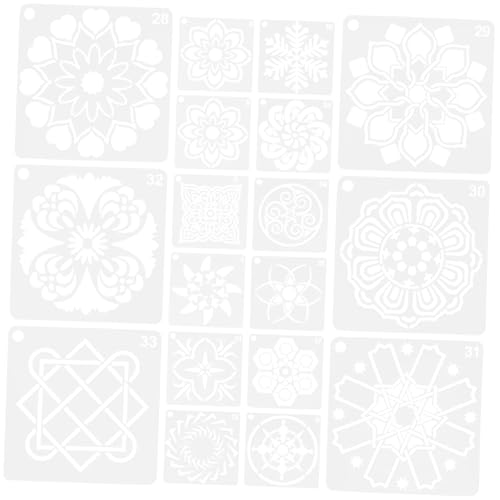 SEWACC 36 Stück Teiliges Mandala Schablonen Wiederverwendbare Malvorlagen für Wand Boden Möbel Stoff DIY Dekoration Vielseitige Malwerkzeuge für Kreative Wandmalerei und Bastelprojekte von SEWACC
