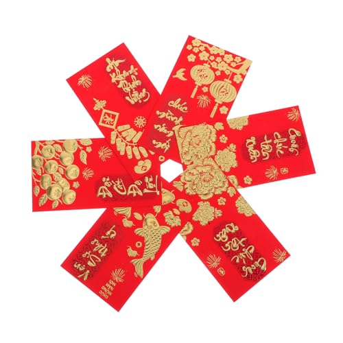 SEWACC 36 Stück Teiliges Vietnamesische Rote Umschläge mit Glückssymbolen Traditionelle Li Xi Geldumschläge für Tet Neujahrsfest Langlebiger Druck Praktisch und Tragbar für Feiern von SEWACC