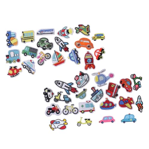 SEWACC 38 Stück Teiliges Bestickte Cartoon Auto Applikationen zum Aufnähen und Aufbügeln Bunte Näh patches für DIY Kleidung und Haarspangen Waschbeständige Stoffflicken für von SEWACC
