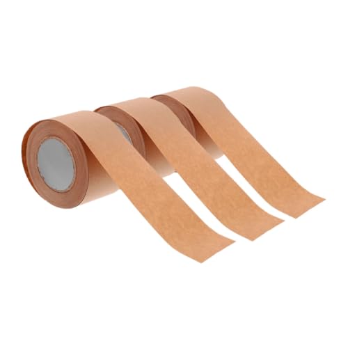 SEWACC 3Rollen Kraftpapier Klebeband Gummiertes Packband für Versand und Verpackung Stark Haftend für Kartontransport und Bastelprojekte von SEWACC