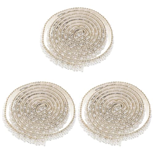 SEWACC 3Rollen Perlen Rhinestone Band Selbstklebend für Diy Handwerk Hochzeits und Geburtstagsdekoration Vielseitige Anwendung Taschen Schuhen und Accessoires von SEWACC