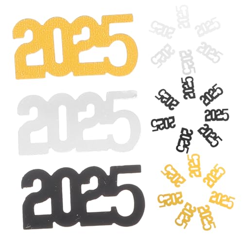 SEWACC 3er Pack Neujahrs Konfetti Partydeko Schwarz Gold Silber Glänzende Konfetti Streudeko für Abschlussfeier Klasse Vielseitige Tisch und Raumdekoration für Geburtstags und von SEWACC