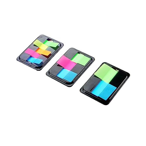 SEWACC 3er Packungen Neon Haftnotizen Pet Klebezettel Schreibbar Bunte Seitenmarker Flags Markierung für Bürobedarf und Lesezeichen von SEWACC