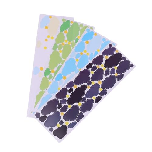 SEWACC 4 Blätter DIY Tagebuch Dekorationsaufkleber Kreative Wolkenmuster für Scrapbooking und Bastelarbeiten Selbstklebende Sticker Blau und Grün von SEWACC