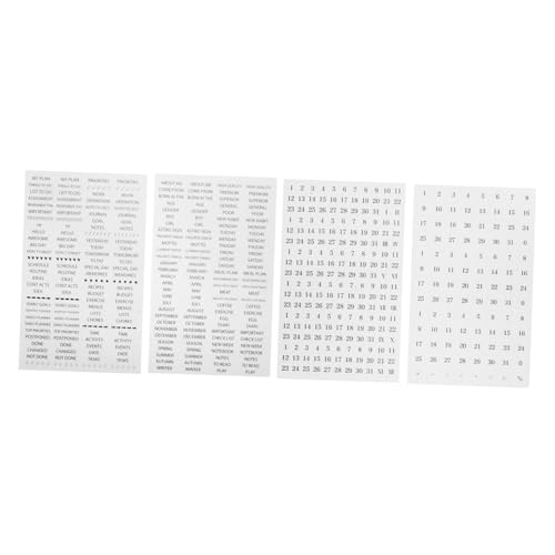 SEWACC 4 Blätter Planer Aufkleber Set Selbstklebende Sticker für Journaling Scrapbooking und DIY Projekte Vielseitige Designs für Notizbücher und Kalender Leicht Anzuwenden von SEWACC