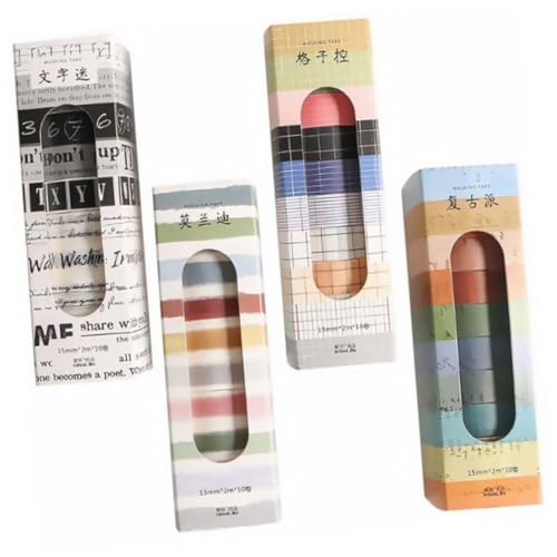SEWACC 4 Boxen Boxen Washi Tape Klebeband für DIY Bastelprojekte Dekoratives Papierklebeband mit Verschiedenen Mustern Haftstark für Scrapbooking Journaling und Planer von SEWACC