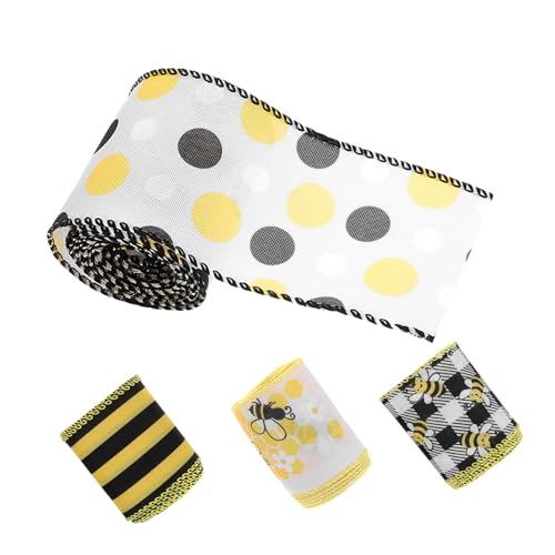 SEWACC 4 Rollen Bedrucktes Geschenkband mit Bienenmuster Leichtes DIY Bastelband für Geschenkverpackung und Dekoration Vielseitig Zuschneidbar für Bastelfans und Geschenkverpackungen SEWACC 4 Rollen Bedrucktes Geschenkband mit Bienenmuster Leichtes DIY Bastelband für Geschenkverpackung und Dekoration Vielseitig Zuschneidbar für Bastelfans und Geschenkverpackungen von SEWACC