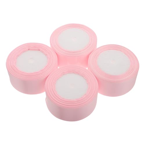 SEWACC 4 Rollen Blumen Geschenkband Rosenband Party Verpackungsband Brautband Vintage Band Satinband Zum Valentinstag Geschenkbänder Kopfbedeckungsband Rosa Polyester von SEWACC