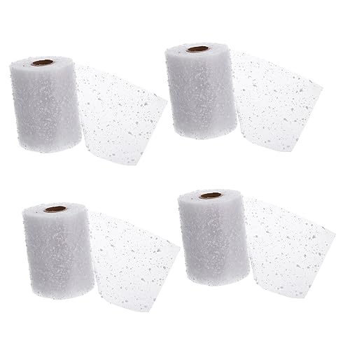 SEWACC 4 Rollen Blumen-Geschenkpapier Weihnachtsband Schnee dekorativ Netzwickel Material winterdeko weihnachtsbaumdeko weihnachtsdeko Maschenband für Kränze Kranzmasche Garn Weiß SEWACC 4 Rollen Blumen-Geschenkpapier Weihnachtsband Schnee dekorativ Netzwickel Material winterdeko weihnachtsbaumdeko weihnachtsdeko Maschenband für Kränze Kranzmasche Garn Weiß von SEWACC